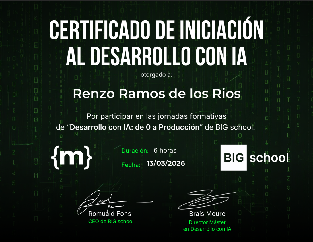Certificado Desarrollo con Inteligencia Artificial — BIG SCHOOL