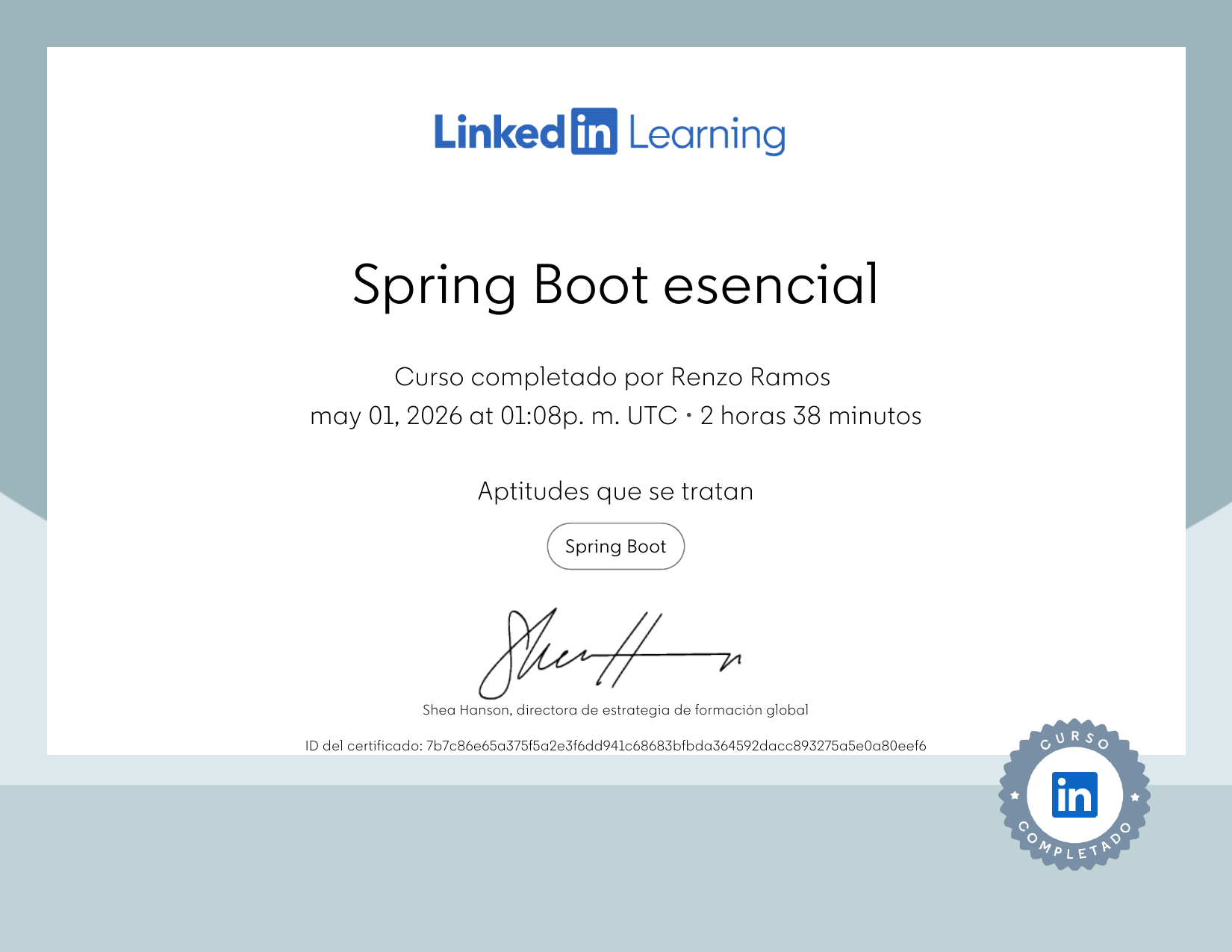 Certificado Spring Boot Esencial — LINKEDIN LEARNING